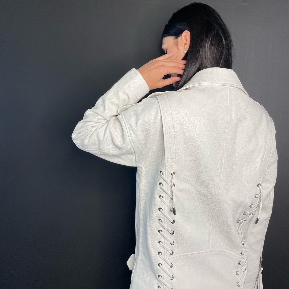 Stylish White Lace-Up Women's Jacket